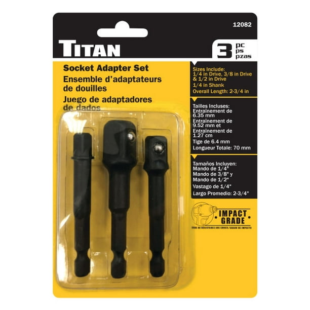 Titan 49003 3pc Impact Wobble Socket Adapter Set